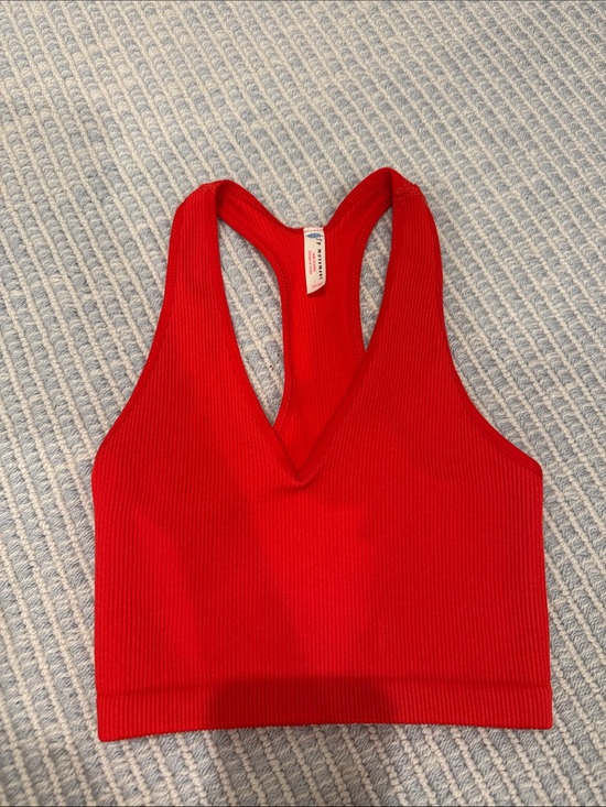 FP Movement by Free People Tops - FP Movement by Free People Red Ribbed Racerback Crop Tank